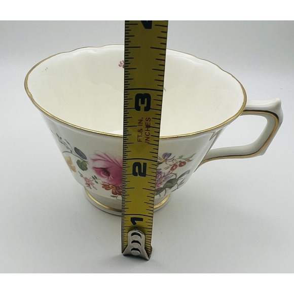 Royal Crown Derby Bone China Teacup Saucer Floral Gold Trim England Vintage - Picture 14 of 16